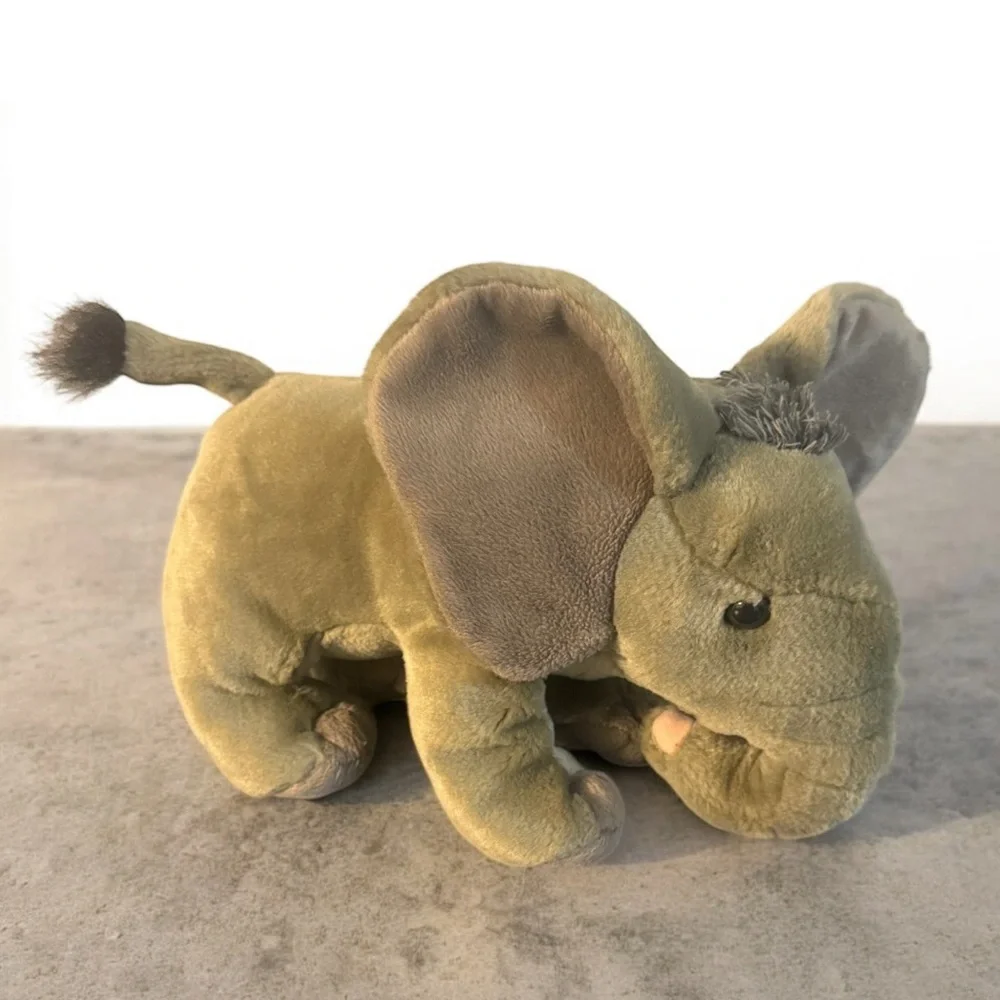Plush Elephant Stuffed Animal - Green and Gray